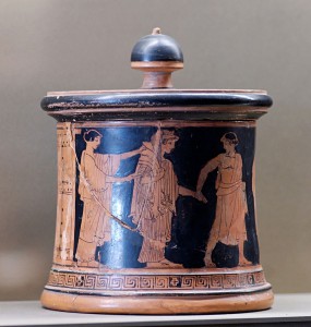 http://de.wikipedia.org/wiki/Rotfigurige_Vasenmalerei#mediaviewer/File:Pyxis_Peleus_Thetis_Louvre_L55_by_Wedding_Painter.jpg Pyxis_Peleus_Thetis_Louvre_L55_by_Wedding_Painter